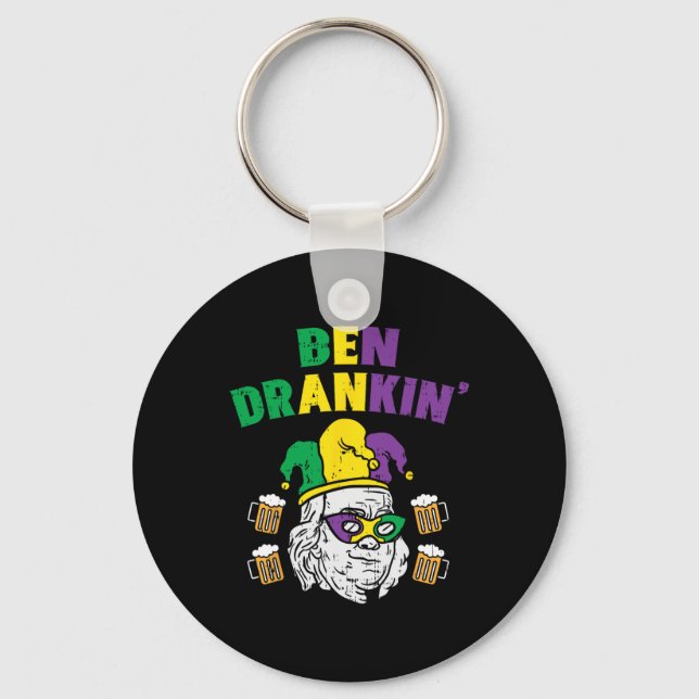 Ben Drankin Franklin Us President Funny Mardi Gras Keychain (Front)