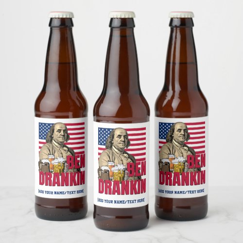 BEN DRANKIN July 4th Custom Name Beer Bottle Label