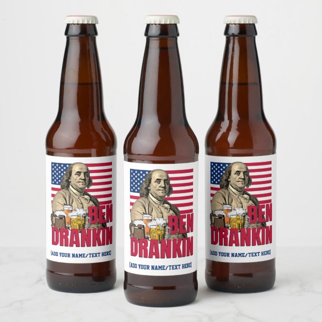 BEN DRANKIN July 4th Custom Name Beer Bottle Label (Bottles)