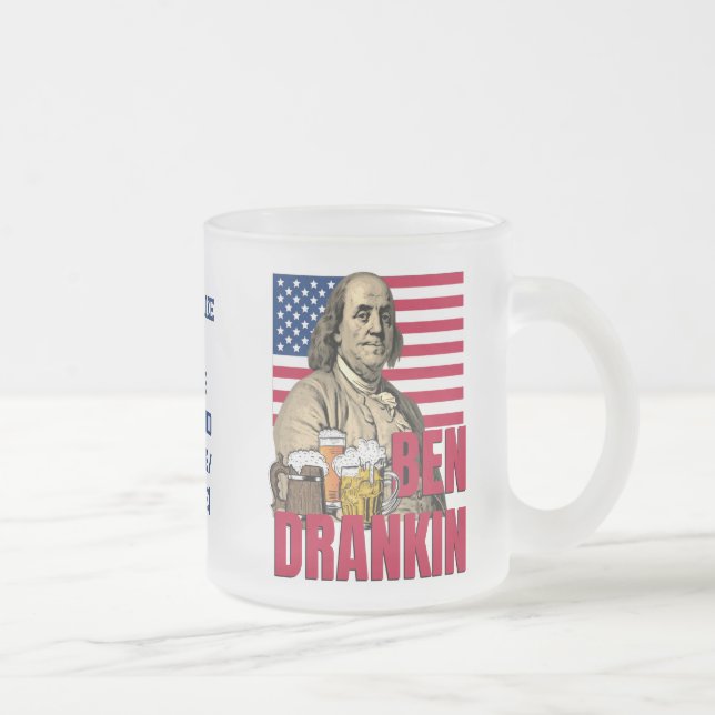 BEN DRANKIN July 4th Custom Name Frosted Glass Coffee Mug (Right)
