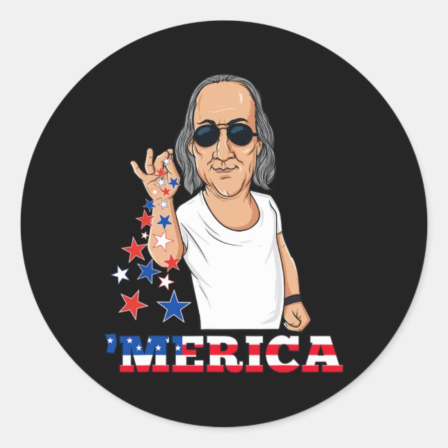 Ben Franklin 4th Of July Merica  Classic Round Sticker (Front)