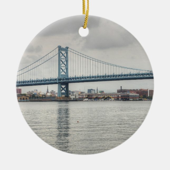 Ben Franklin Bridge Ceramic Ornament (Front)