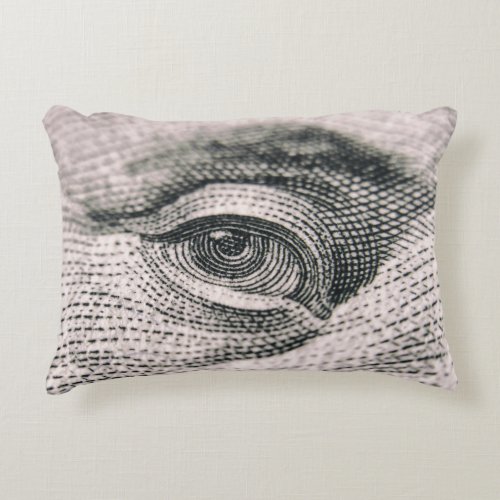Ben Franklin Cash Eyeball Art Accent Pillow