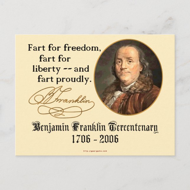 Ben Franklin - Fart Proudly Postcard (Front)