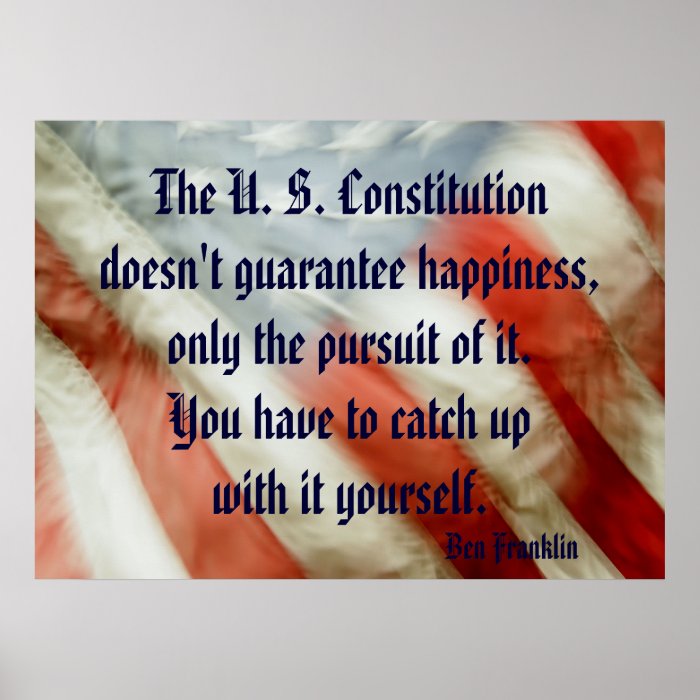 Ben Franklin Happiness Quote Poster