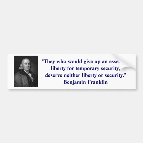 Ben Franklin Liberty Bumper Sticker