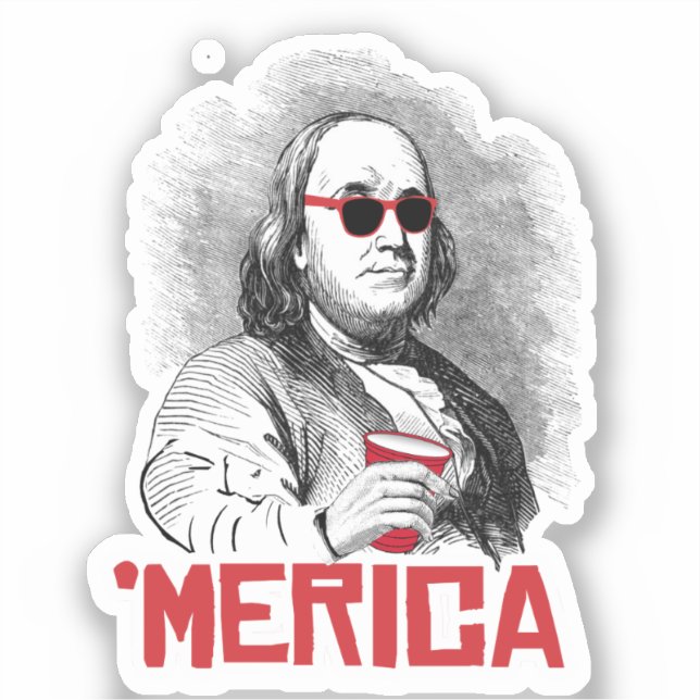 Ben Franklin 'Merican Party Sticker (Front)