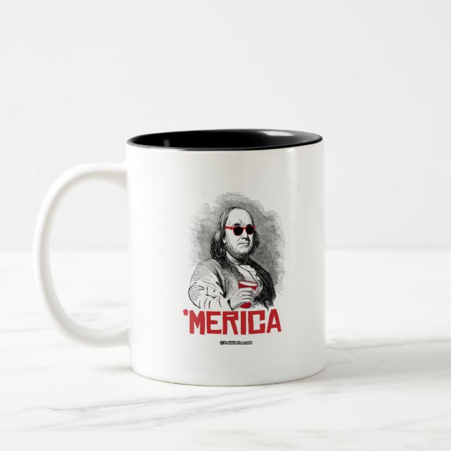 Ben Franklin 'Merican Party Two-Tone Coffee Mug (Left)