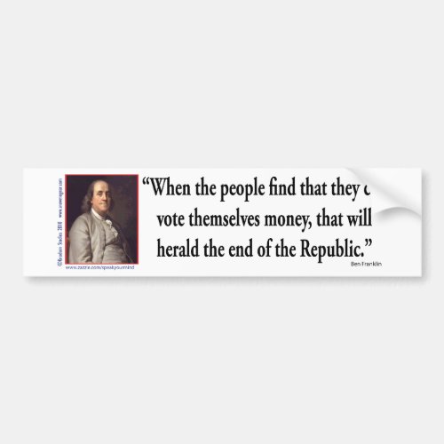 Ben Franklin on Democracy Bumper Sticker