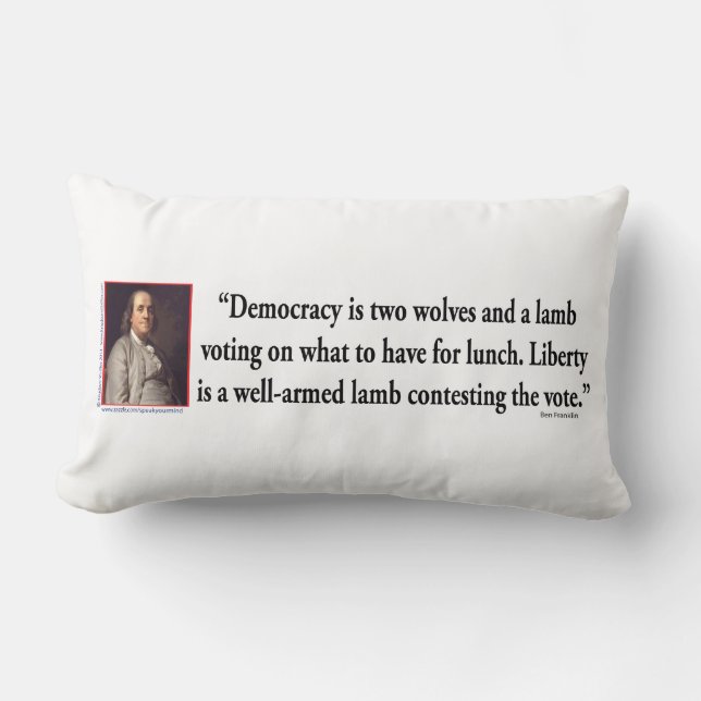 Ben Franklin On Gun Control Lumbar Pillow (Front)