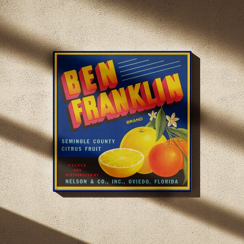 Ben Franklin Oranges packing label Poster