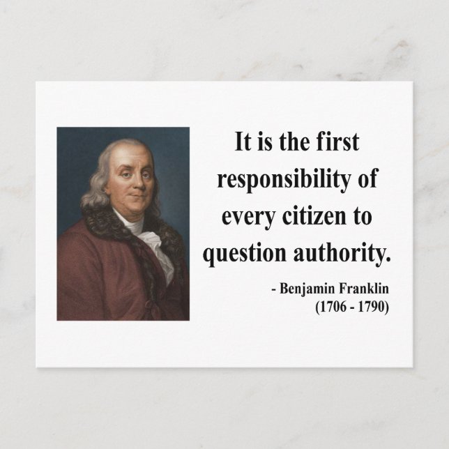 Ben Franklin Quote 3b Postcard (Front)