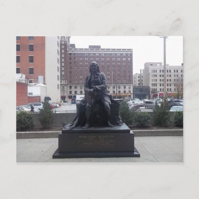 Ben Franklin statue postcard (Front)
