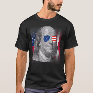 Ben Franklin USA Flag Patriotic American Flag 4th T-Shirt
