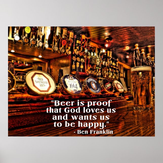 Ben Franklin's Famous Beer Quote Poster (Front)