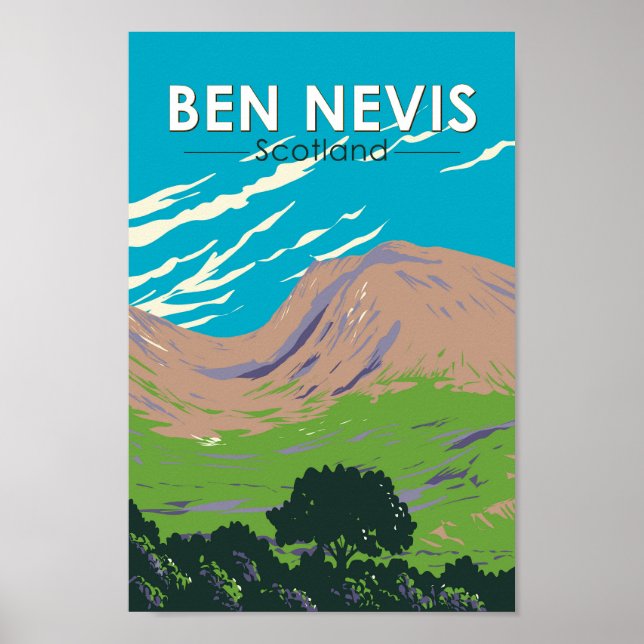 Ben Nevis Scotland Travel Art Vintage Poster (Front)