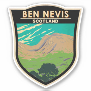 Ben Nevis Scotland Travel Art Vintage Sticker