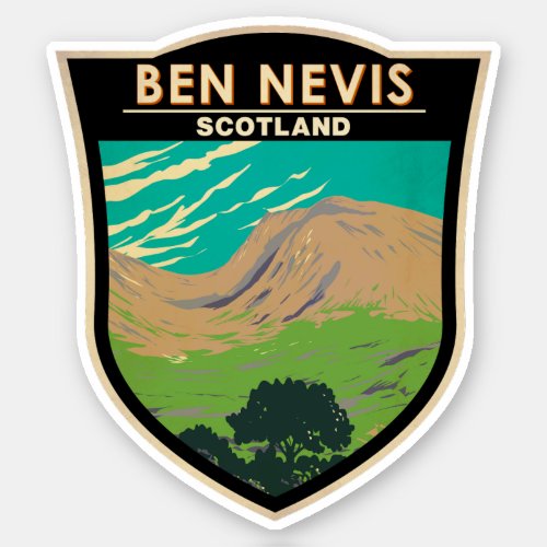 Ben Nevis Scotland Travel Art Vintage Sticker