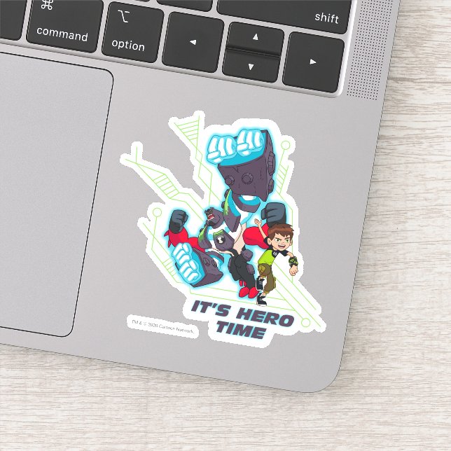 Ben & Omni-Enhanced Four Arms - It's Hero Time Sticker (Detail)