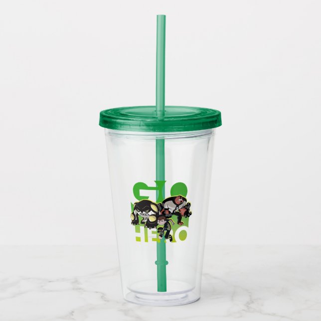 Ben Tennyson, Cannonbolt, and Four Arms - Go Hero Acrylic Tumbler (Front)