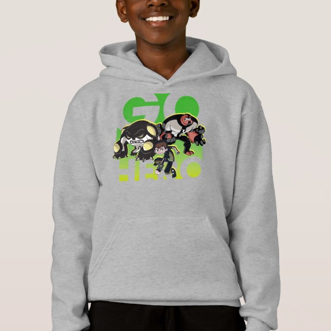 Ben Tennyson, Cannonbolt, and Four Arms - Go Hero Hoodie (Front)