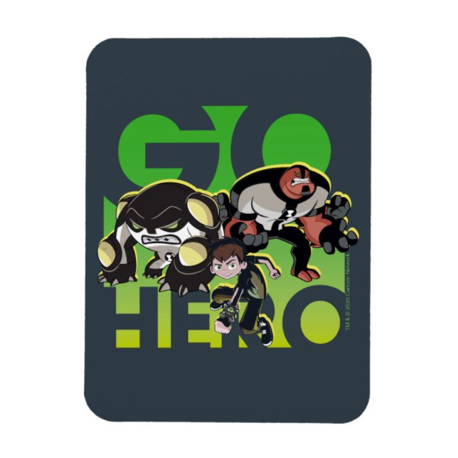 Ben Tennyson, Cannonbolt, and Four Arms - Go Hero Magnet (Vertical)