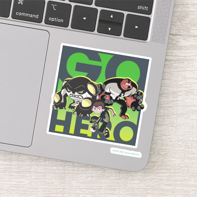 Ben Tennyson, Cannonbolt, and Four Arms - Go Hero Sticker (Detail)