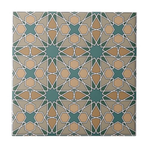 Ben Yusuf Madrasa Geometric Pattern 006 Ceramic Tile