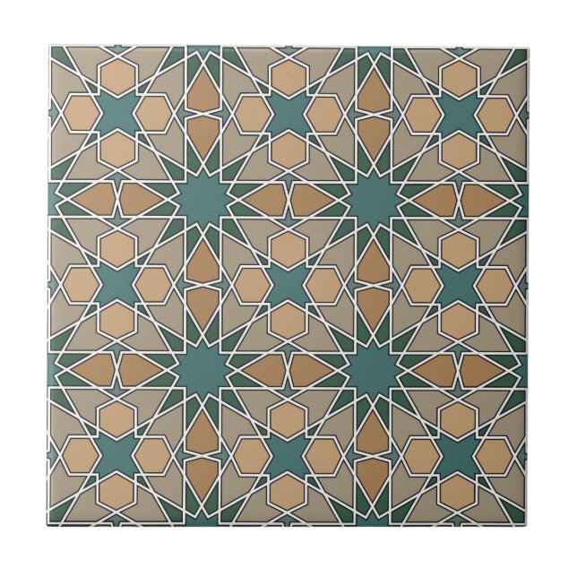 Ben Yusuf Madrasa Geometric Pattern 006 Ceramic Tile (Front)