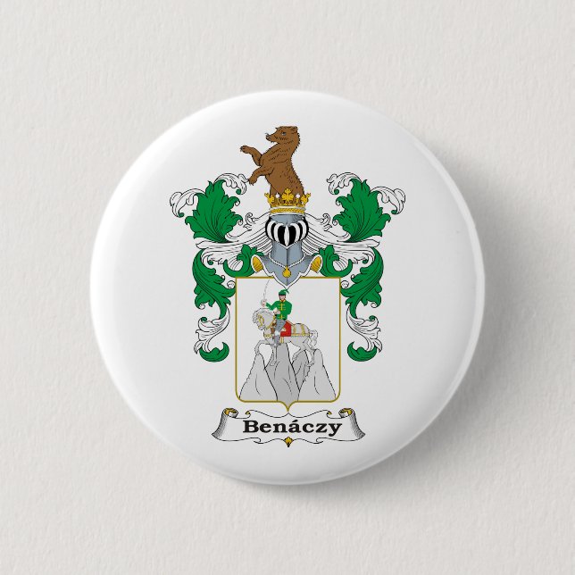 Benaczy Family Hungarian Coat of Arms Pinback Button (Front)