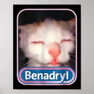 Benadryl Meme Cat Funny Cat Lovers Cat Mom Cat Dad Poster