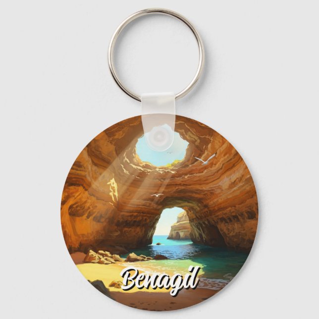 Benagil Caves Algarve Portugal Postcard Keychain (Front)