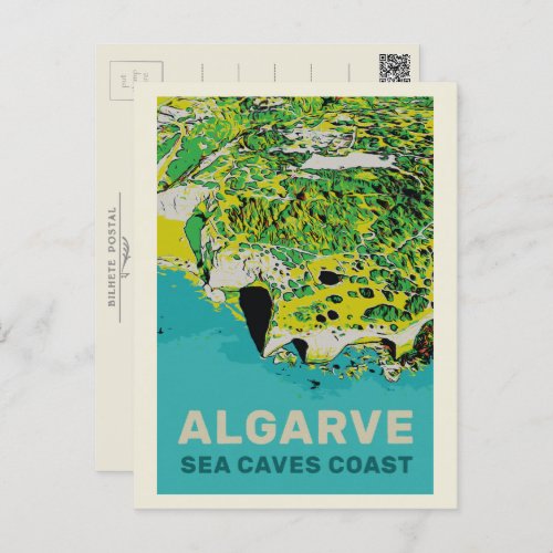 Benagil sea cave coastline Algarve Portugal Postcard