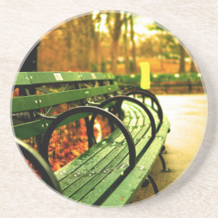 Bench at Central Park, New York City Sandstone Coaster