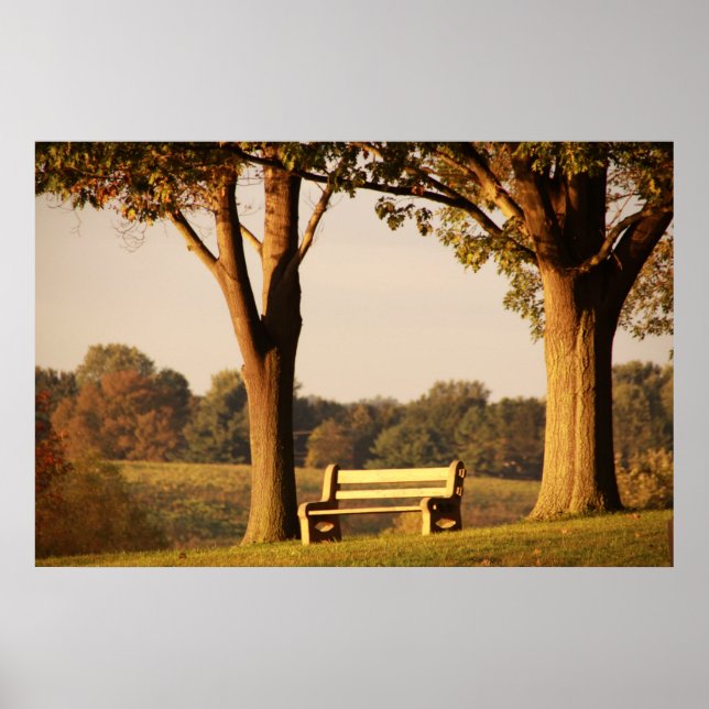 Bench at Sunset Poster (Front)