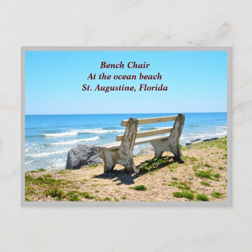 Bench Chair On The Beach Postcard