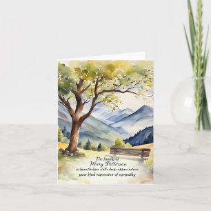 Bench In a Mountain Valley Sympathy Thank You Card