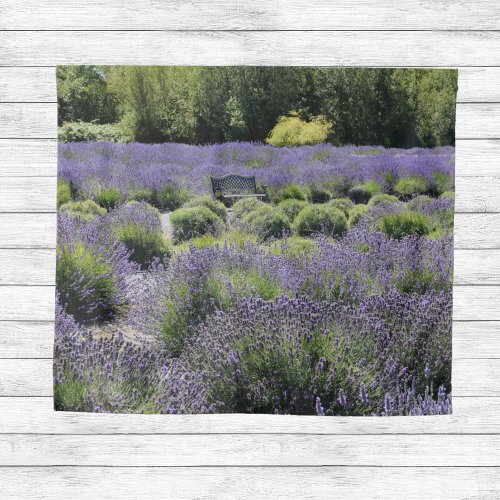 Bench in the Middle of a Lavender Field Tapestry