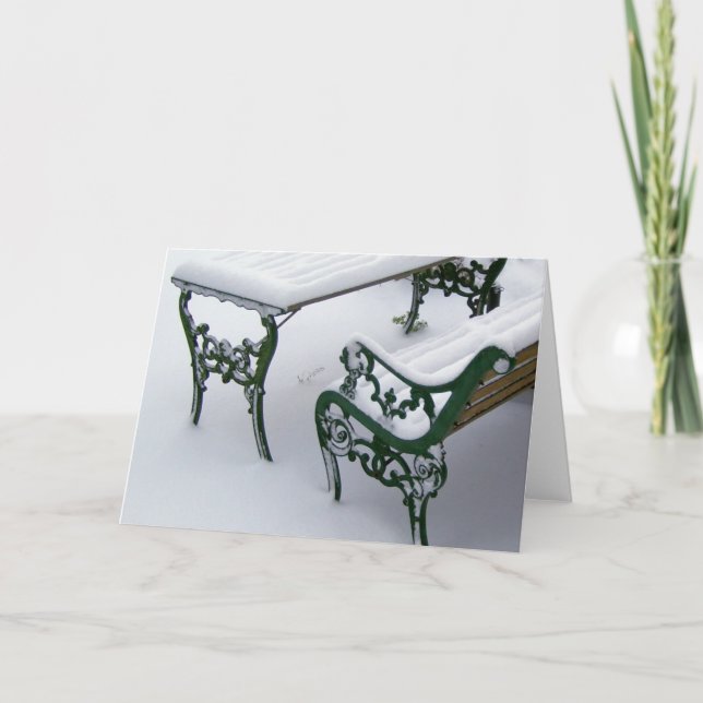 Bench in the snow holiday card (Front)
