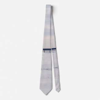 Bench On Snow Covered Hill Neck Tie