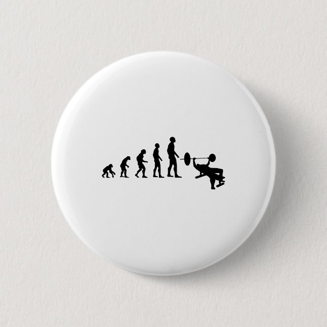 Bench Press Bodybuilding Funny Evolution Strength  Button (Front)