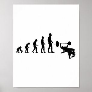 Bench Press Bodybuilding Funny Evolution Strength Poster