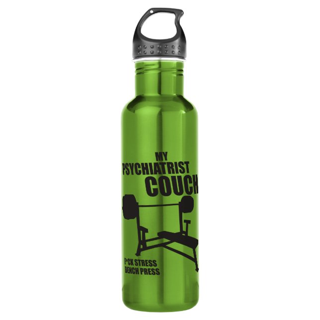 Bench Press - My Psychiatrist Couch - Bodybuilding Stainless Steel Water Bottle (Front)