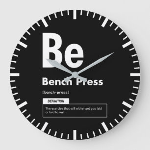 Bench Press - Periodic Table - Funny Gym Meme Large Clock