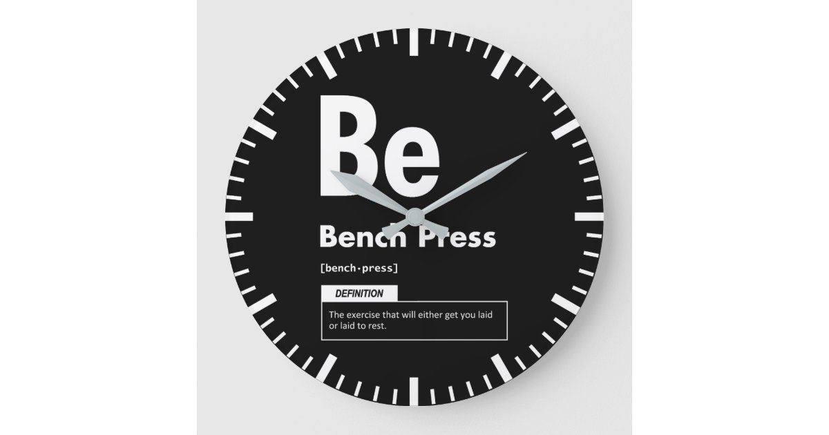 Bench Press Periodic Table Funny Gym Meme Large Clock Zazzle
