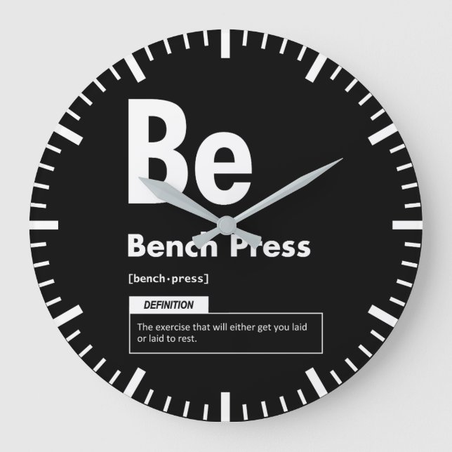 Bench Press - Periodic Table - Funny Gym Meme Large Clock (Front)