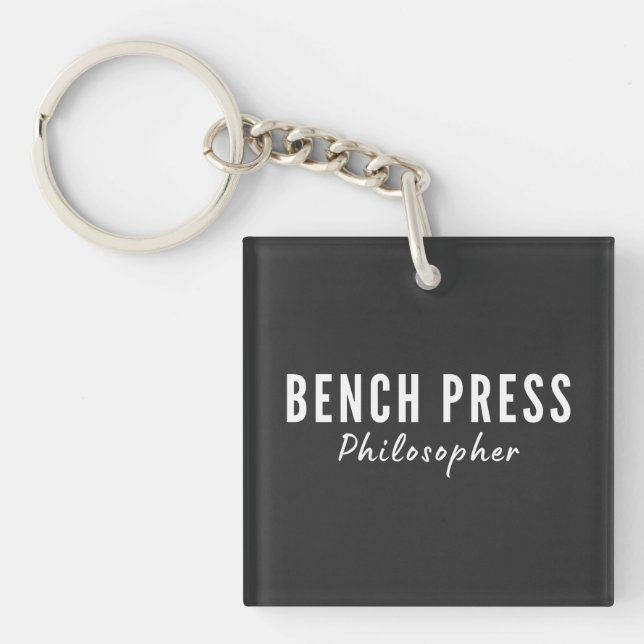 Bench Press Philosopher Gym T-Shirt Keychain (Front)