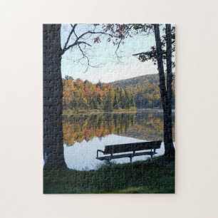 Bench With an Autumn View Alberta Michigan Jigsaw Puzzle