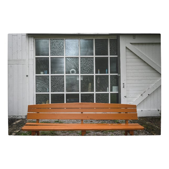 Bench with Barn Metal Print (Front)