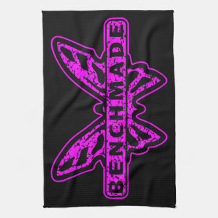 Benchmade Knives Neon Pink Butterfly Kitchen Towel